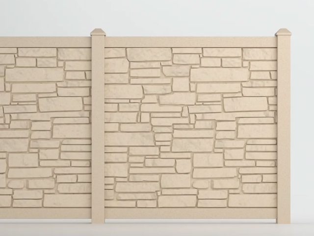Catalyst Boulder Molded Simtek Privacy Fencing In Beige Granite Catalyst Boulder Molded Simtek Privacy Fencing In Beige Granite