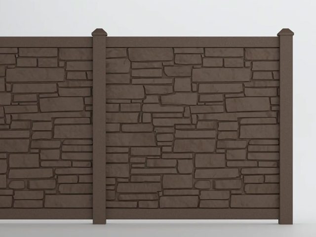 Catalyst Boulder Molded Simtek Privacy Fencing In Dark Brown Granite Catalyst Boulder Molded Simtek Privacy Fencing In Dark Brown Granite