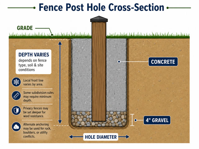 Fence Post Hole Cross Section