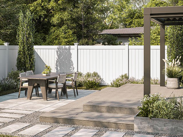 Supreme Vinyl Privacy fence in a backyard